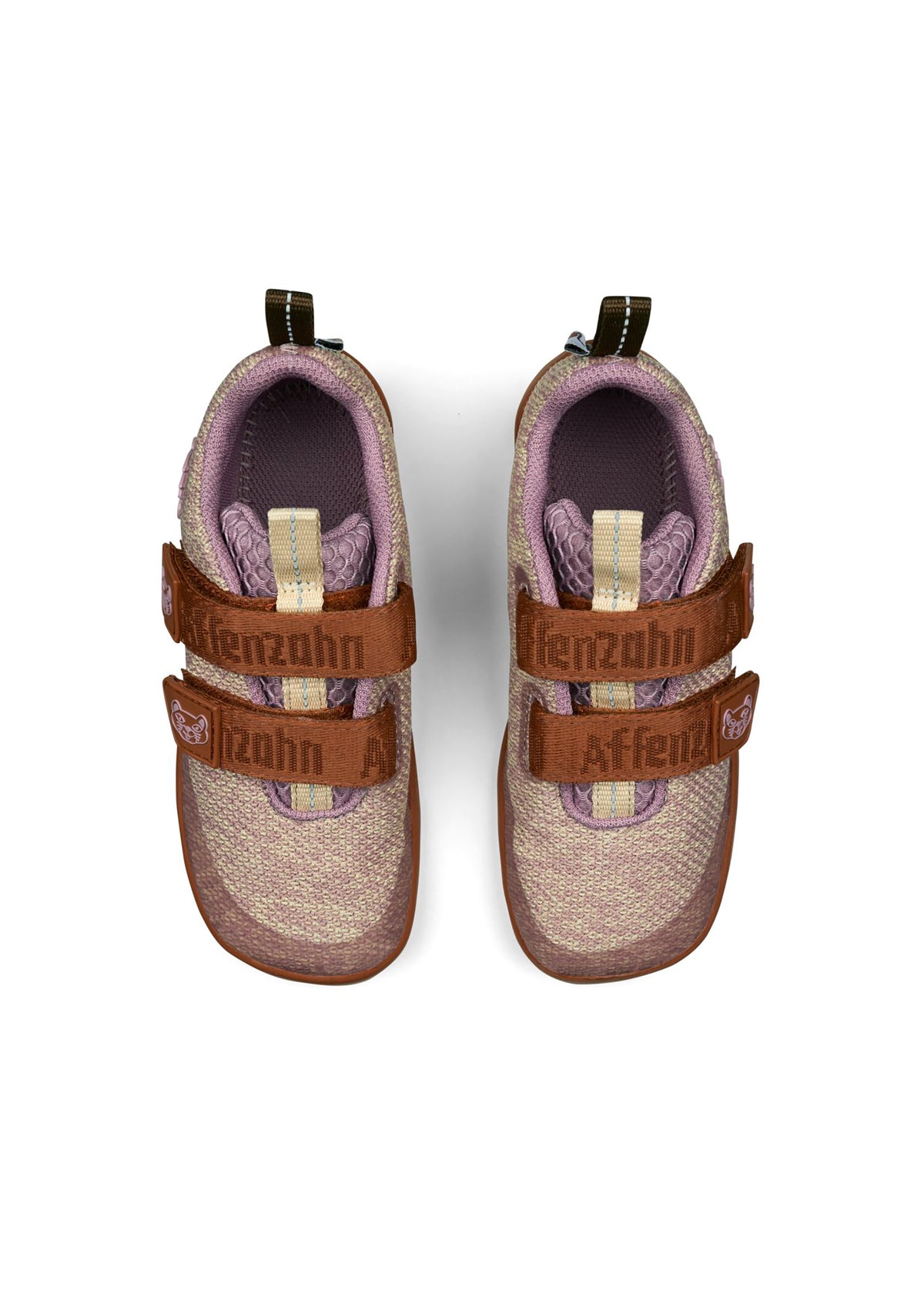 Children's Cat barefoot sneakers - Sneaker Knit Happy, beige-brown-purple, vegan