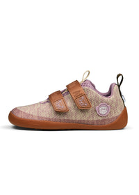 Children's Cat barefoot sneakers - Sneaker Knit Happy, beige-brown-purple, vegan