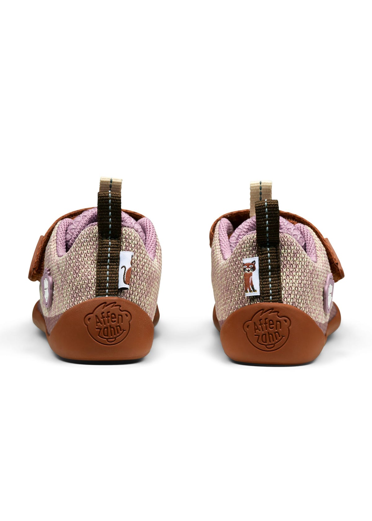 Children's Cat barefoot sneakers - Sneaker Knit Happy, beige-brown-purple, vegan