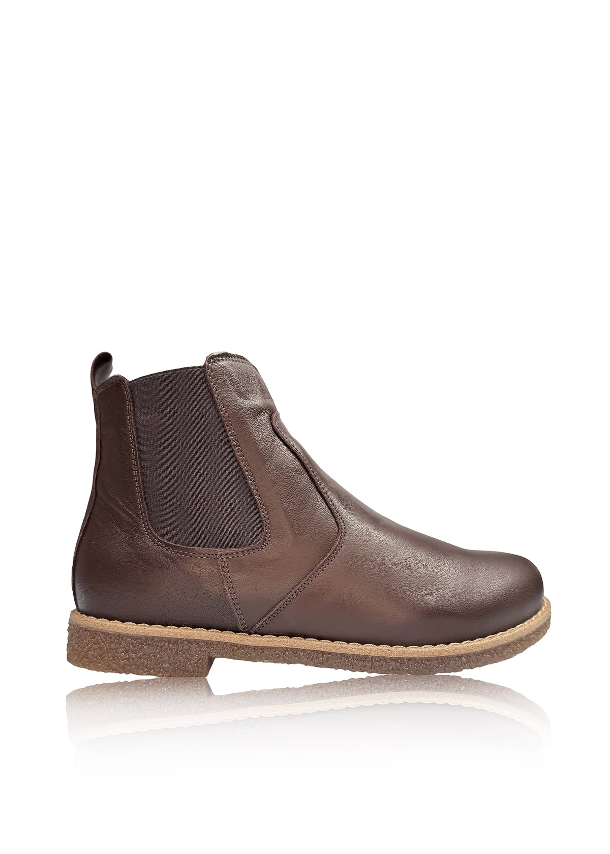Chelsea-ankelboots – mörkbrunt mjukt läder, låg sula