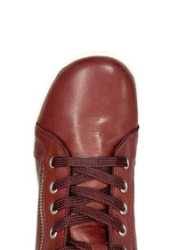 High-top sneakers - burgundy leather, zippers on both sides, wide fit