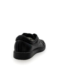 Low-cut sneakers - black leather, side zipper, wide fit