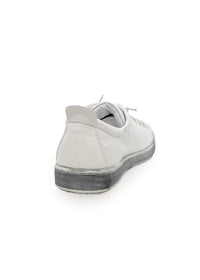 Low-cut sneakers - white leather, gray sole, elastic laces