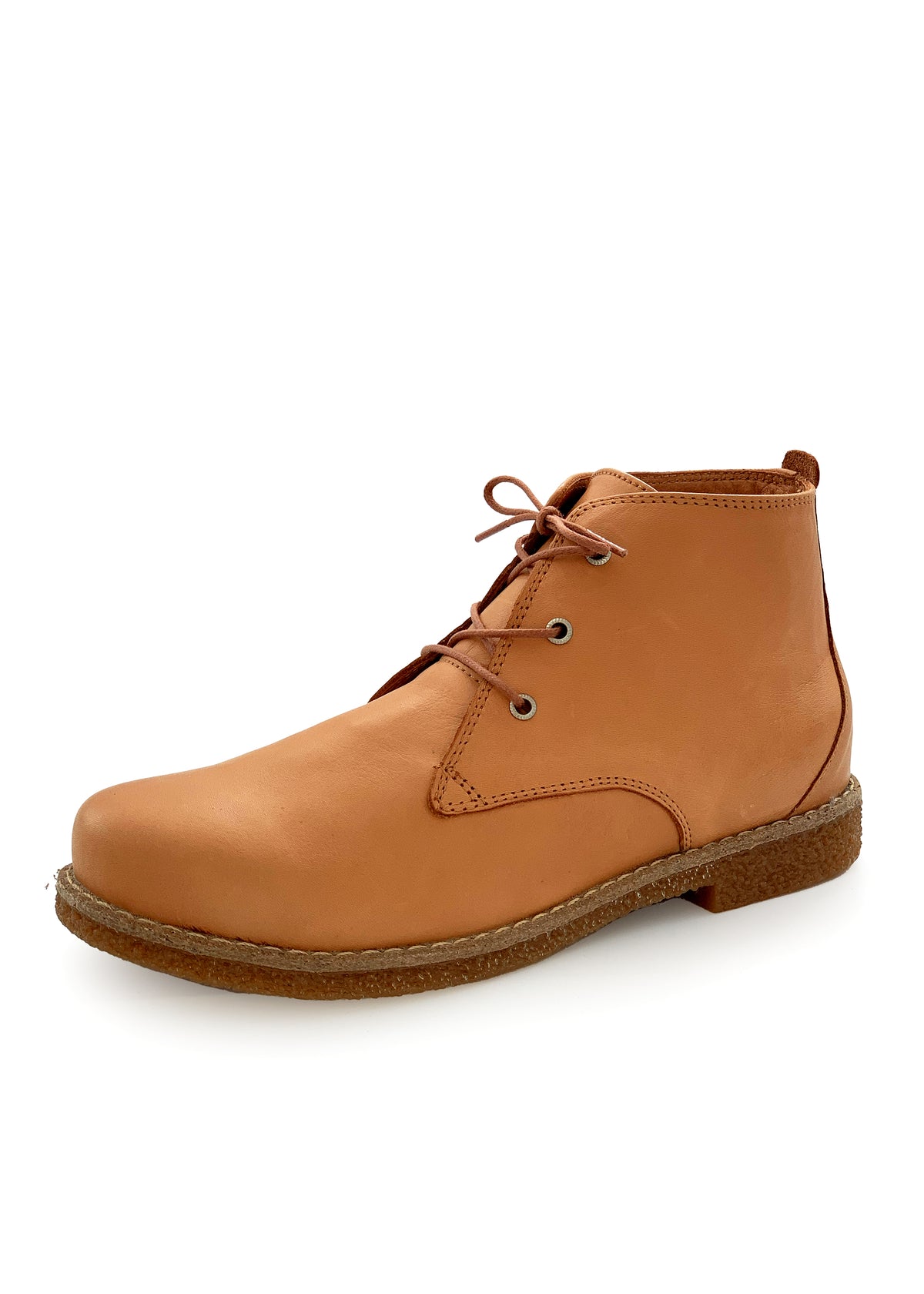 Walking shoes with low shaft - cognac brown leather