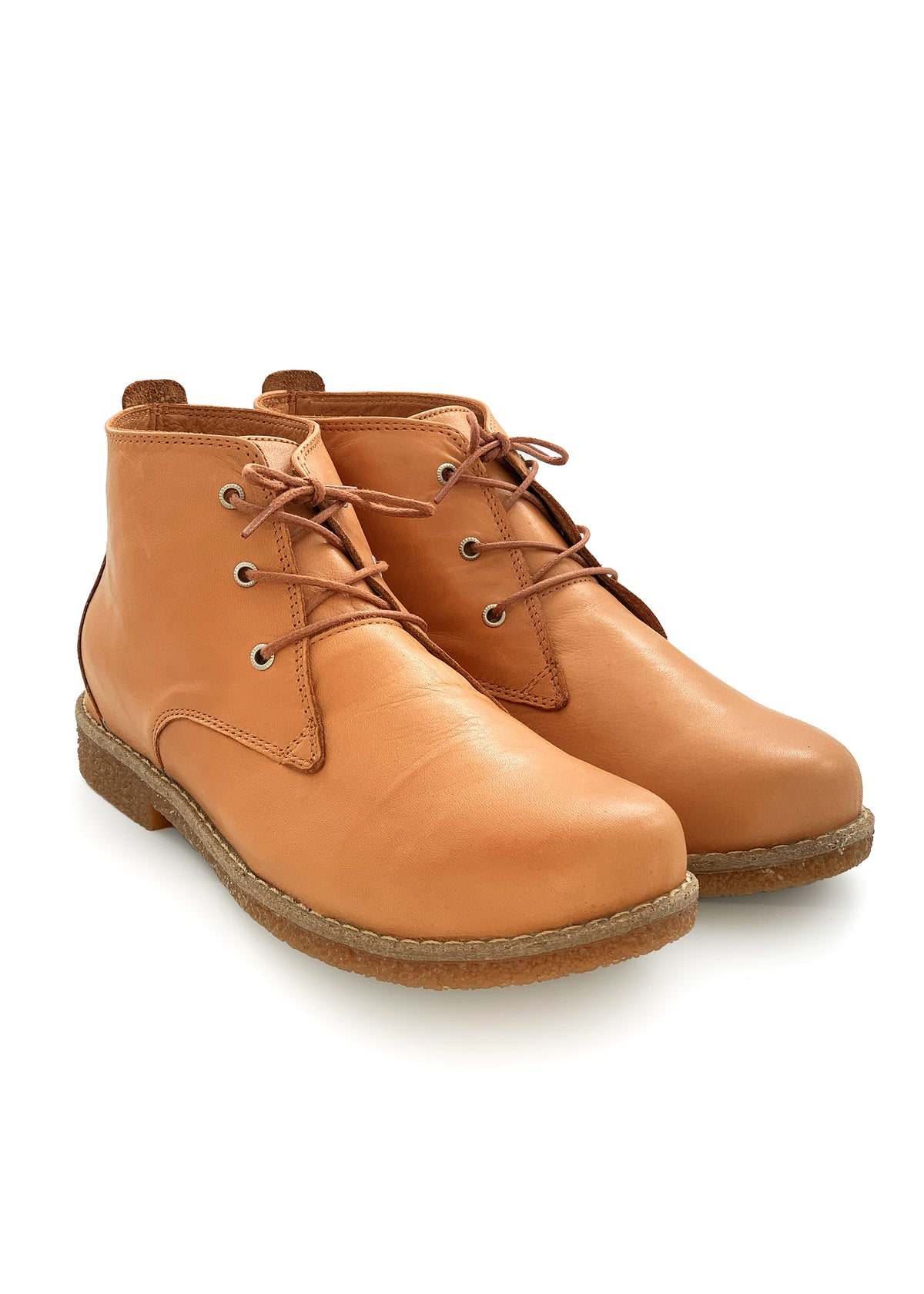 Walking shoes with low shaft - cognac brown leather