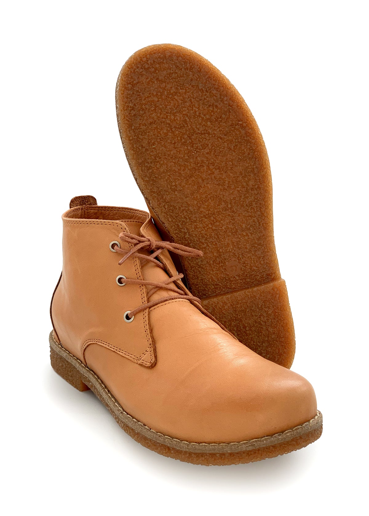 Walking shoes with low shaft - cognac brown leather