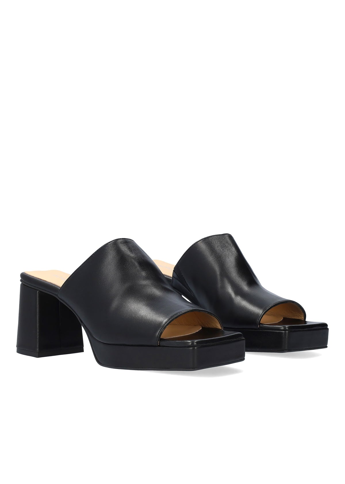 Plug-in sandals with block heel - Adara, black leather