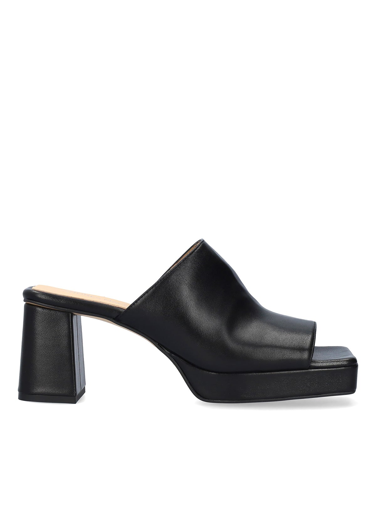 Plug-in sandals with block heel - Adara, black leather