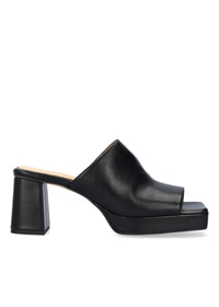 Plug-in sandals with block heel - Adara, black leather