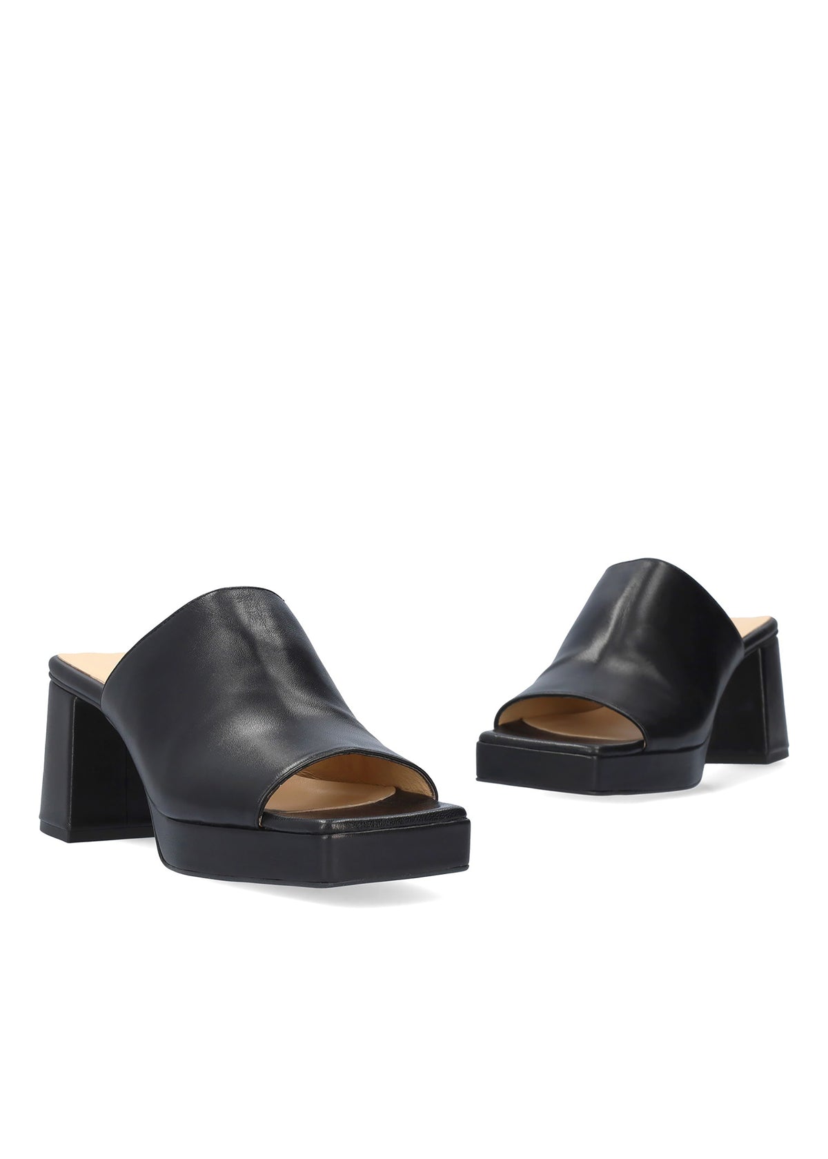 Plug-in sandals with block heel - Adara, black leather