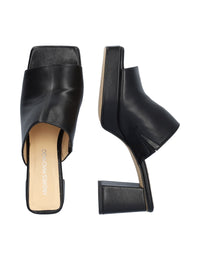 Plug-in sandals with block heel - Adara, black leather
