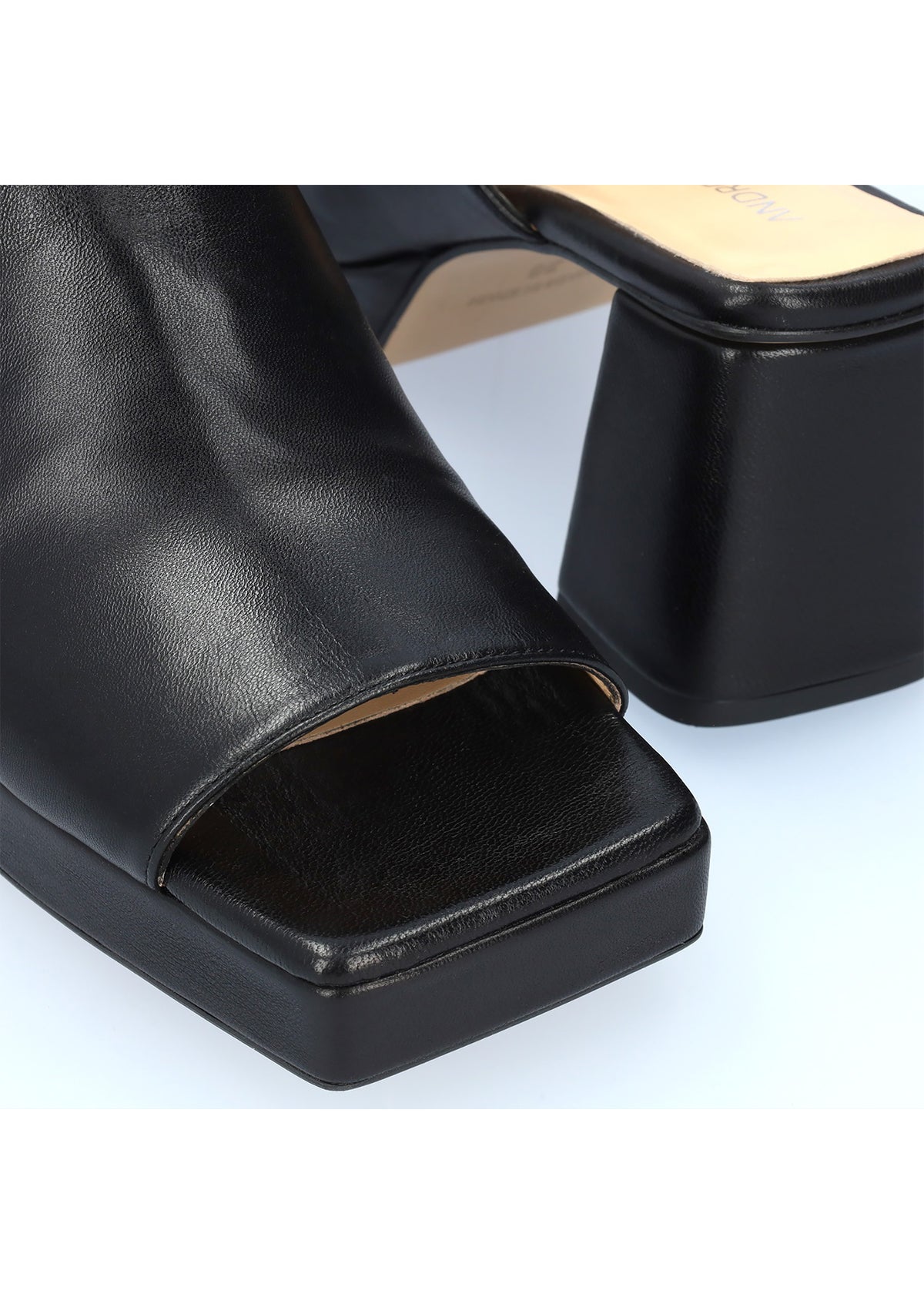 Plug-in sandals with block heel - Adara, black leather