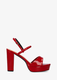 Block heel sandals - Patent leather, shiny red