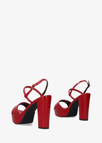 Block heel sandals - Patent leather, shiny red