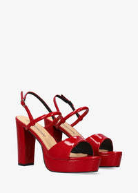 Block heel sandals - Patent leather, shiny red