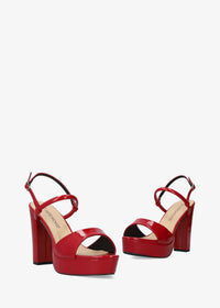 Block heel sandals - Patent leather, shiny red