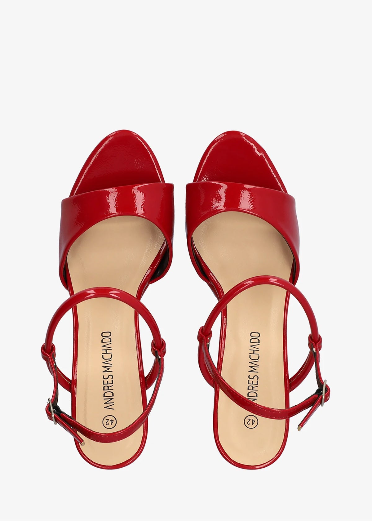 Block heel sandals - Patent leather, shiny red