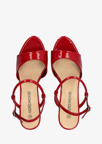Block heel sandals - Patent leather, shiny red