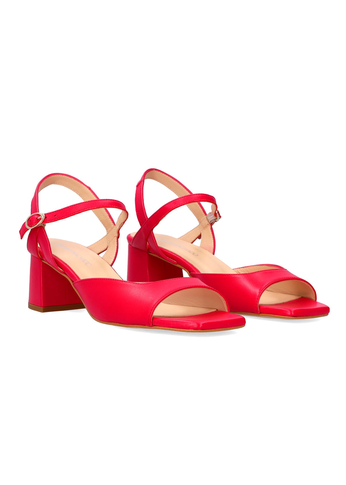 Sandaler med klack - Anais, fuchsiaröd läder