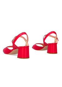 Sandaler med klack - Anais, fuchsiaröd läder