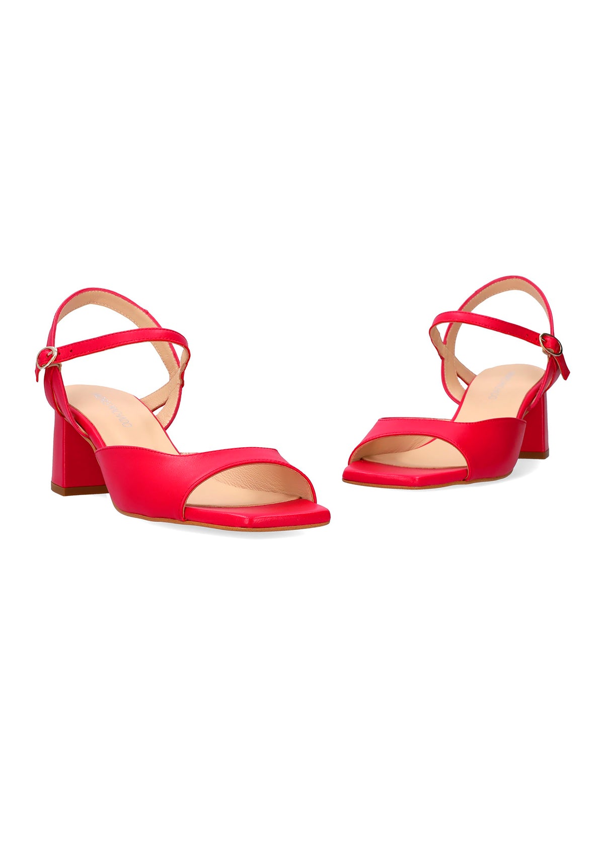 Sandaler med klack - Anais, fuchsiaröd läder