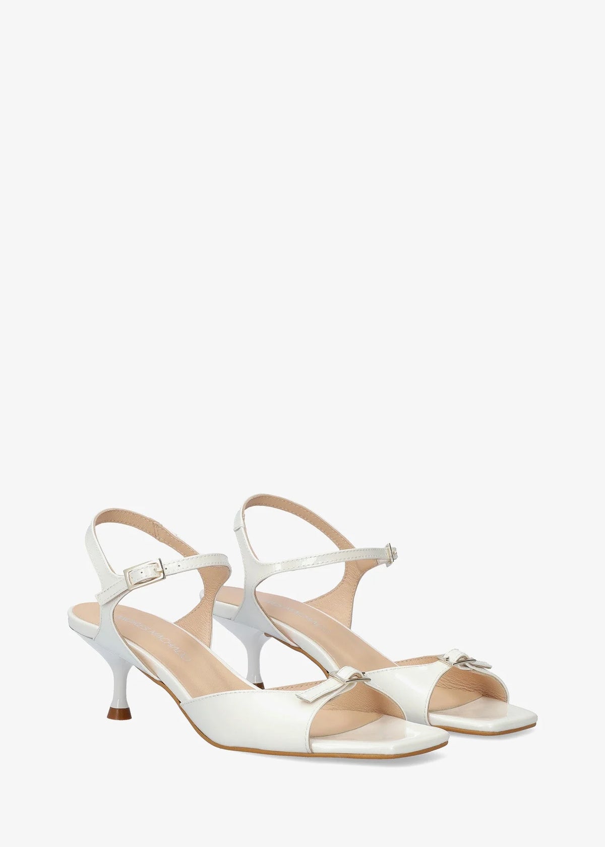 High heels, sandals - Manuela, white patent leather
