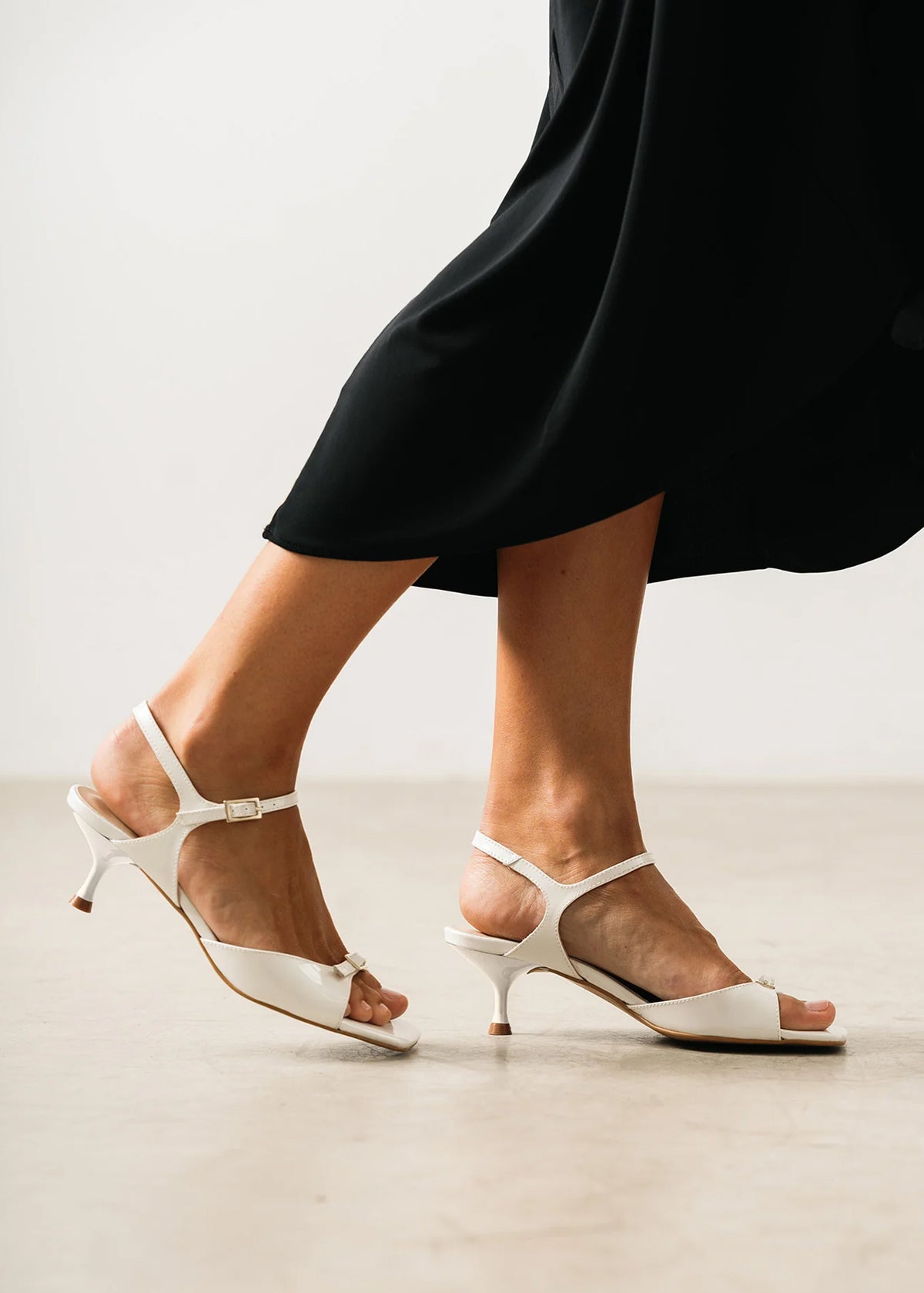 High heels, sandals - Manuela, white patent leather