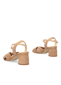 Sandaalit tolppakorolla - Nerea, beige nupukkinahka