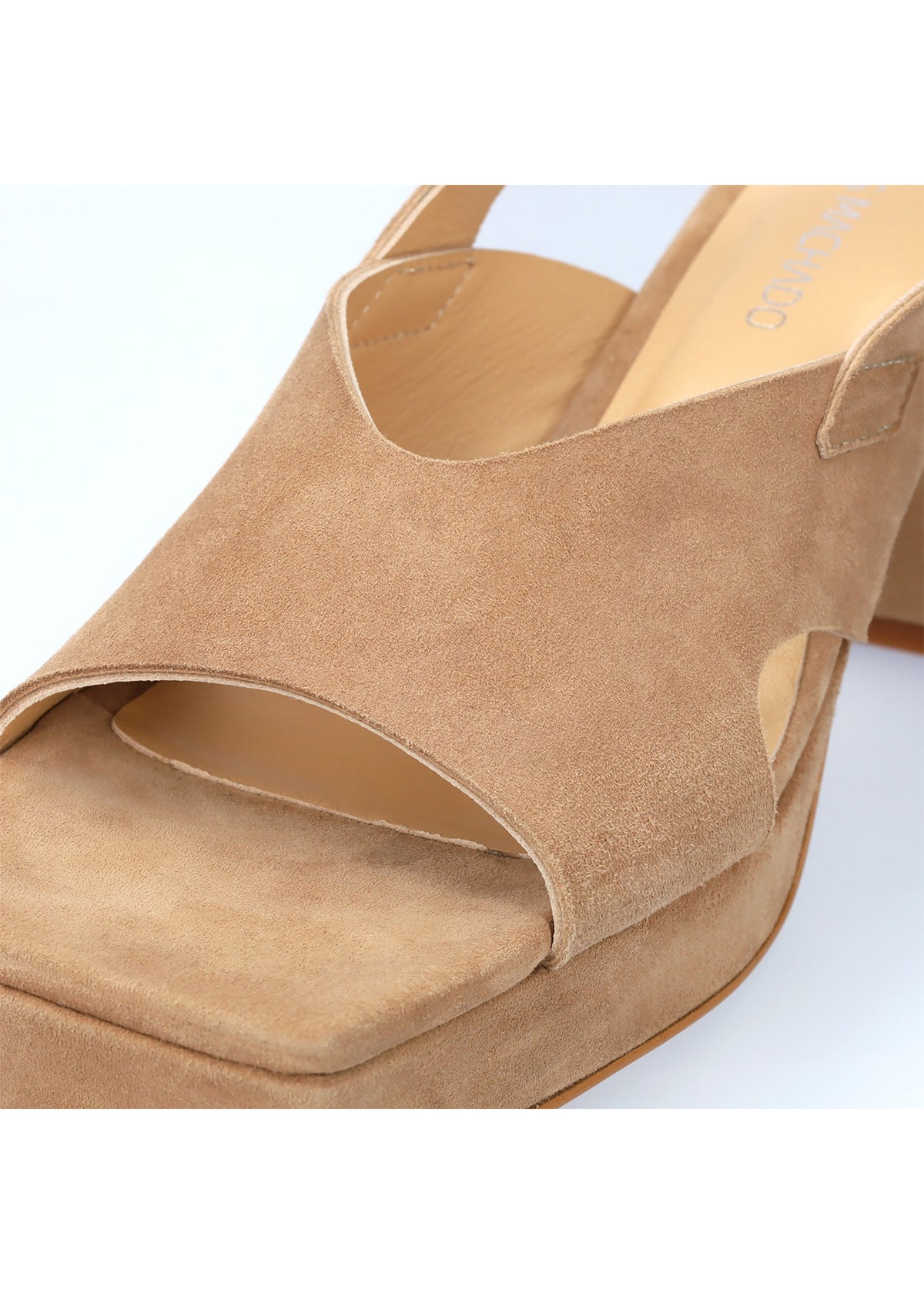 Sandaler med klack och platå - Rita, beige nubuckskinn