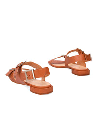 Sandals with buckle straps - Romina, brown leather