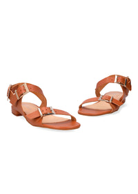 Sandals with buckle straps - Romina, brown leather