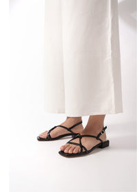 Sandals with thin straps - Vera, black leather