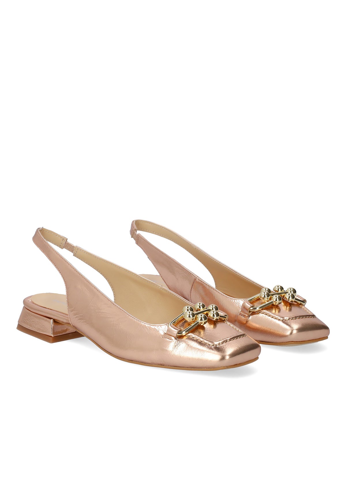Slingback pumps - Victoria, rose gold toned leather, gold decoration