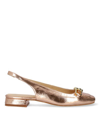 Slingback pumps - Victoria, rose gold toned leather, gold decoration