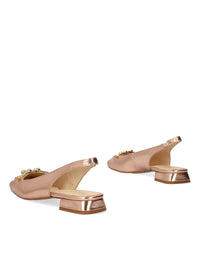 Slingback pumps - Victoria, rose gold toned leather, gold decoration
