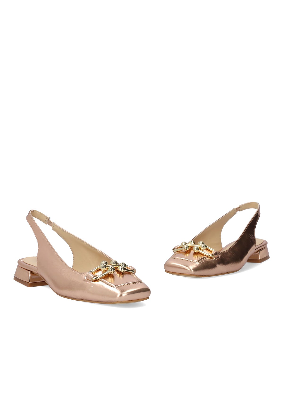 Slingback pumps - Victoria, rose gold toned leather, gold decoration