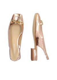 Slingback pumps - Victoria, rose gold toned leather, gold decoration