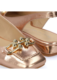 Slingback pumps - Victoria, rose gold toned leather, gold decoration