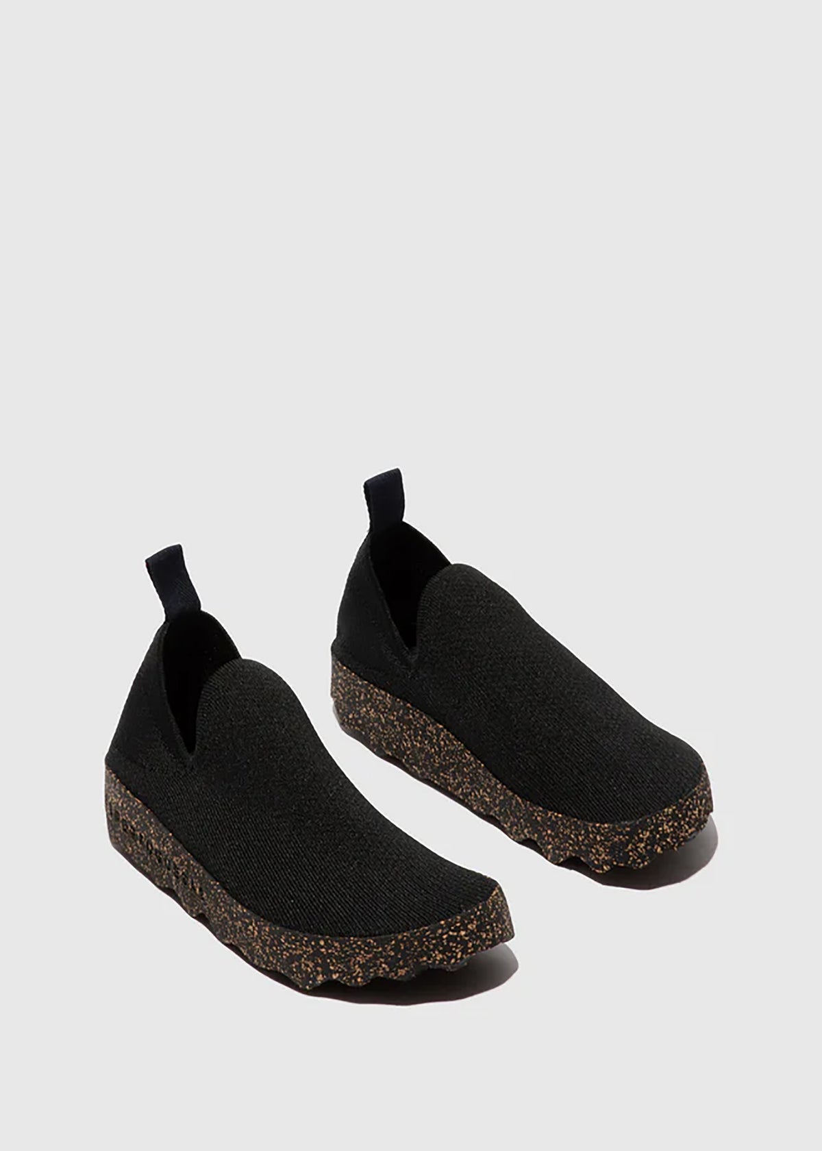 Skaftlösa Care-sneakers - svart stretchig trikå
