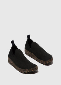 Skaftlösa Care-sneakers - svart stretchig trikå