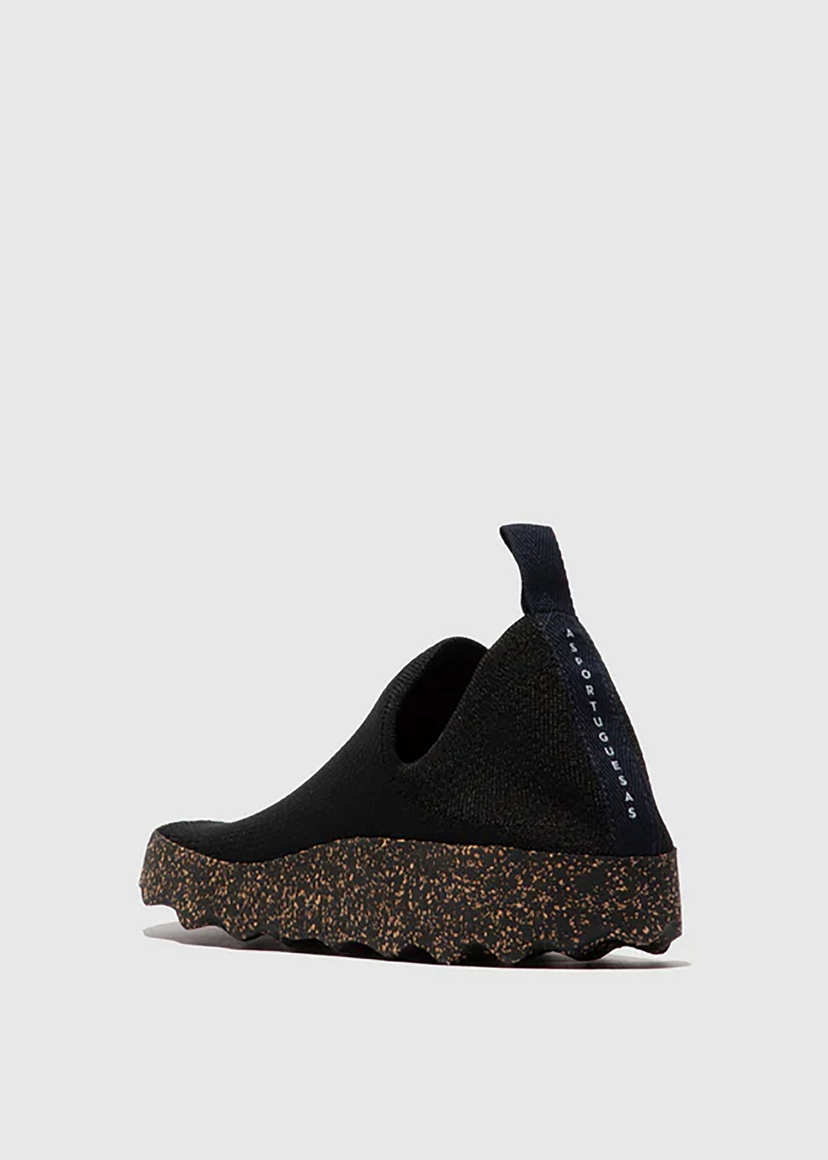 Skaftlösa Care-sneakers - svart stretchig trikå