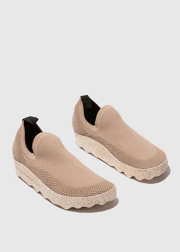 Strapless Clip Sneakers - beige stretchy knit
