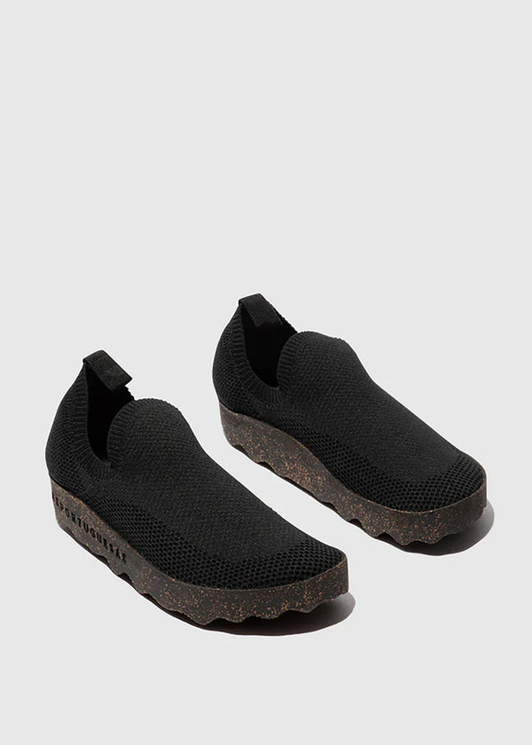 Strapless Clip Sneakers - black stretchy knit