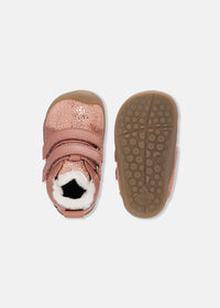 Barfotaskor för barn - Bloom vinterkängor, rosa-guld läder, tex-membran