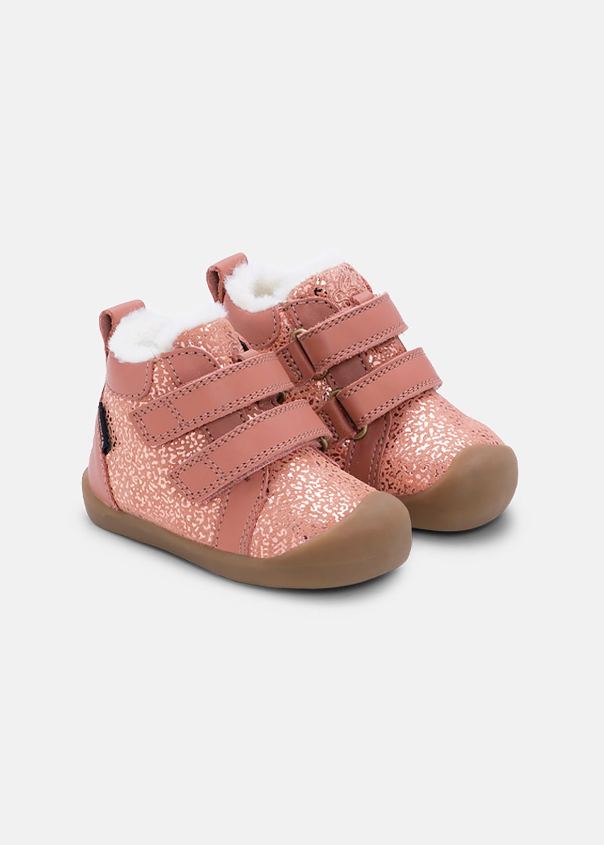 Barfotaskor för barn - Bloom vinterkängor, rosa-guld läder, tex-membran