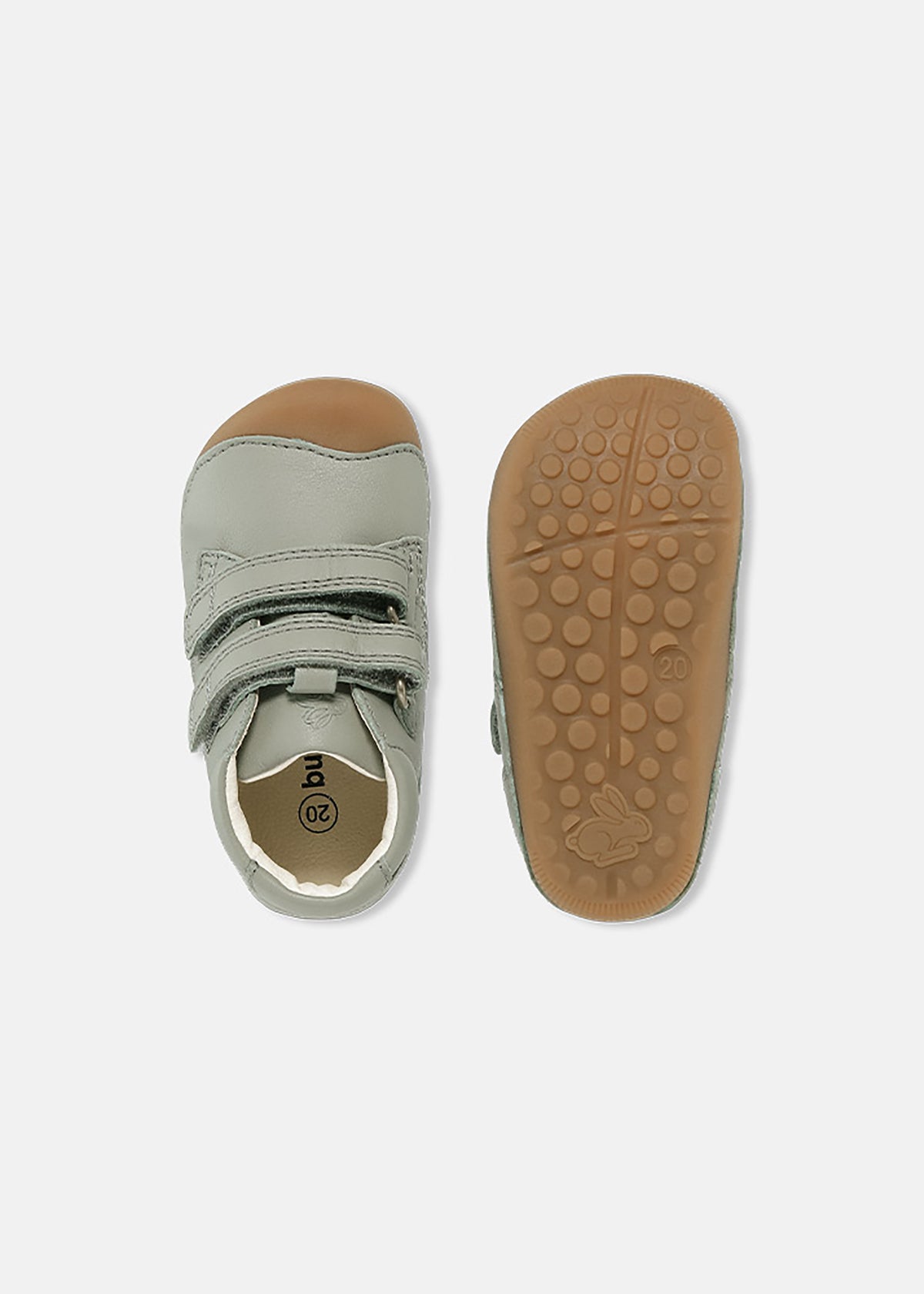 Children's barefoot shoes - first step shoes, Petit, sage green leather