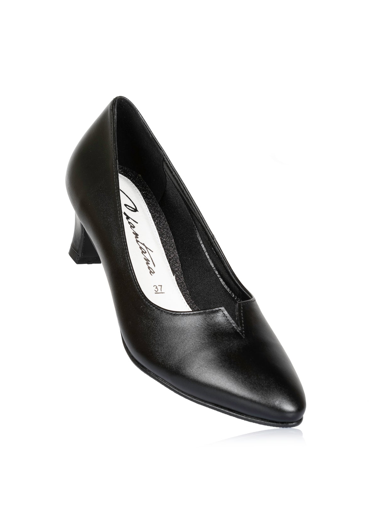 Pumps med låg klack - svart läder, v-sprund