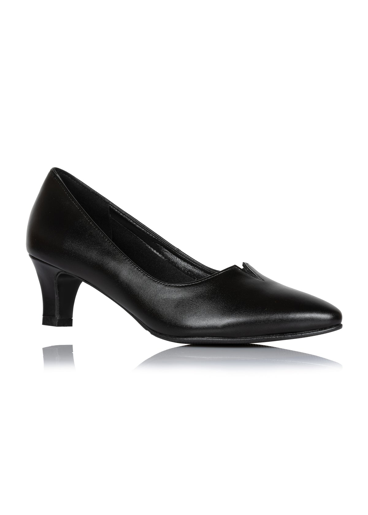 Pumps med låg klack - svart läder, v-sprund