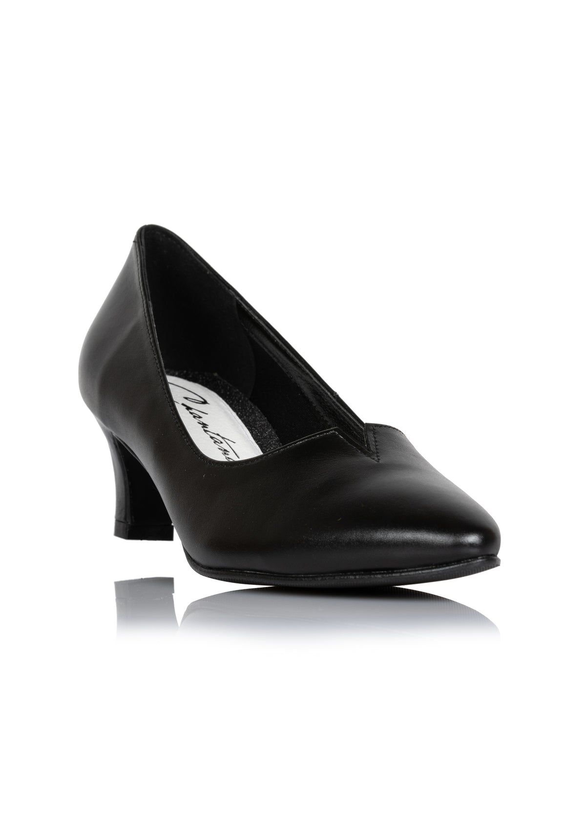 Pumps med låg klack - svart läder, v-sprund