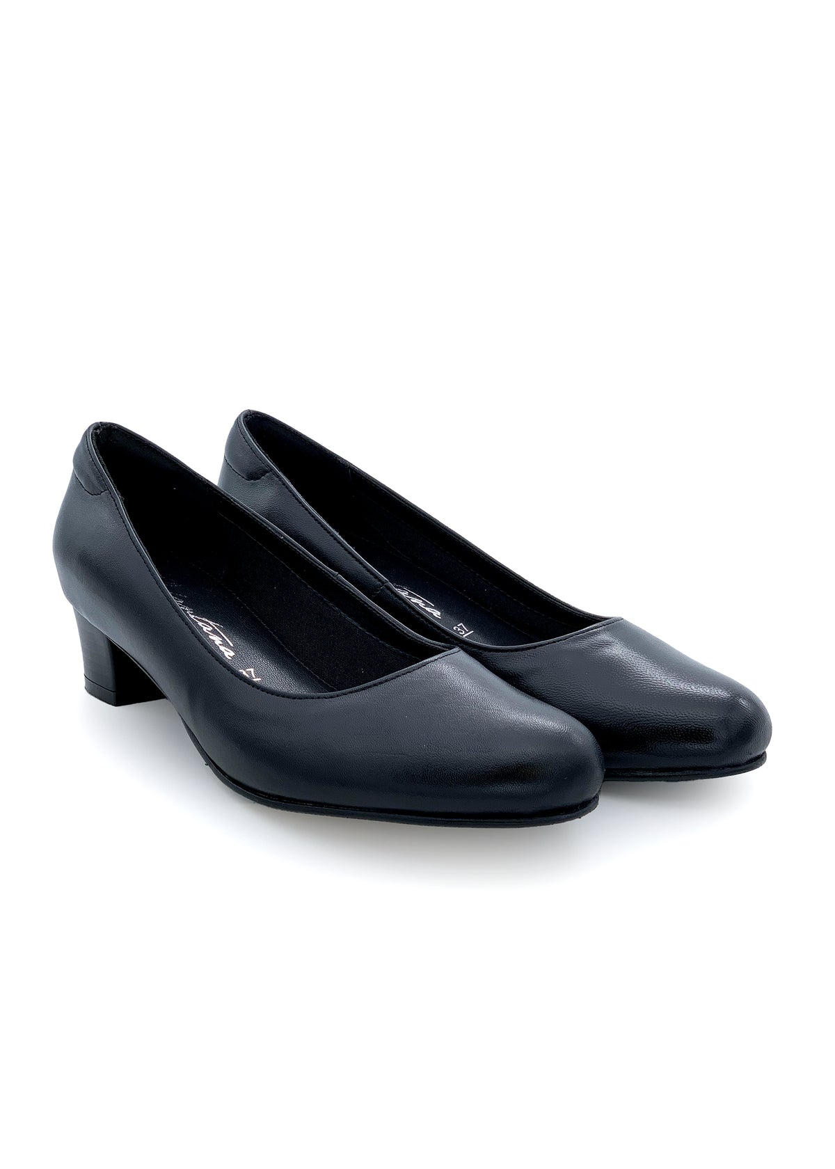 Pumps med klack - svart läder